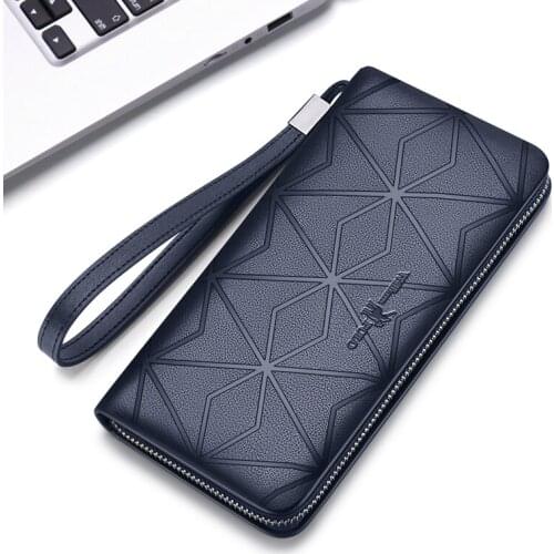Trendy mens Leather Wallet long high grade handbag brand card holder multi function Coin Purse