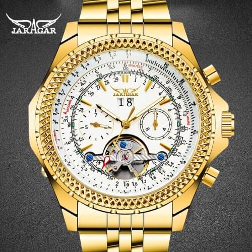 JARAGER Mens Watch Luminous Hands Mens Wristwatch Automatic Mechanical Male Gold White Watches relogio masculino 2020 New