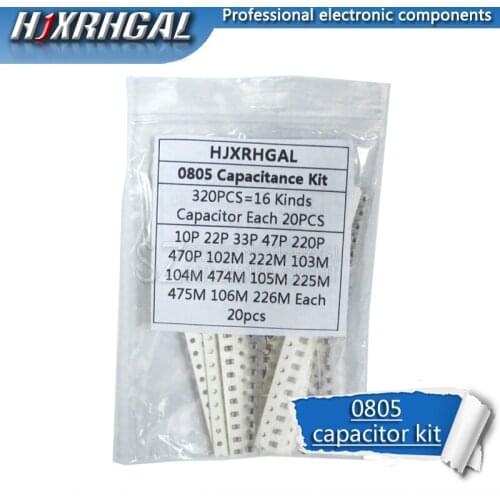 16values*20pcs320pcs 0805 SMD Capacitor assorted kit 10pF~475M component diy samples kit new and original hjxrhgal