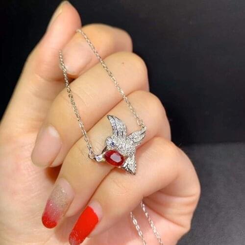Natural Real Ruby necklace pendant S925 sterling silver Natural real ruby Pendant