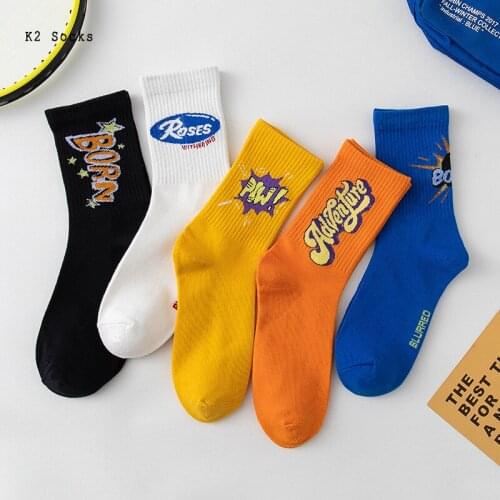 New Explosion Letter Boom Sockings Cotton Harajuku HipHop Fashion Skateboard Sport Long Couples Funny Happy Men and Women Socks
