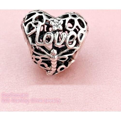 Spring Original 100% 925 Sterling Silver Promise of Spring Charm openwork heart charm Beads Fit Brand Charms Bracelet DIY