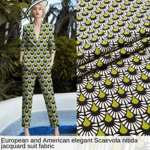 European Designer fabric fan flower yarn-dyed jacquard suit fabric dress pants windbreaker brocade garment fabric