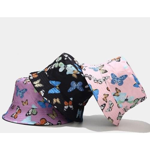 Butterfly print Bucket Hat Autumn Women‘s Hat Cotton Hats Hip Hop Cap Summer Soft Fishing Sun Hat Panama Men