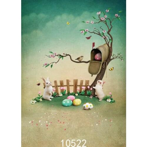 Easter Egg Spring Grassland Flower Backgrounds for Photo Studio Computer Printed Vinyl Photography Backdrop for Wedding Children