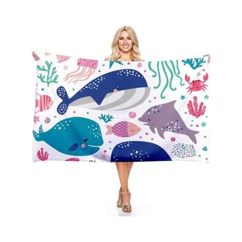 Sea Animal Printed Beach Towel Outdoor Water Sports Towels Microfiber Quick Drying Swim Surf Bath Towel Portable Yoga Mat
