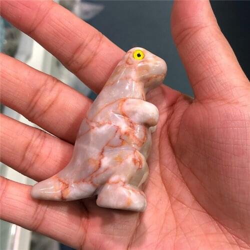 Natural Stone Dinosaur Crystal Carved Animal Home Decoration Ornament Kids Gift