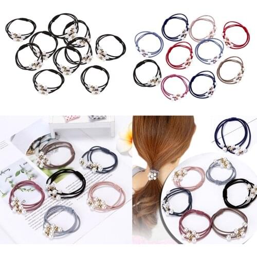 10Pcs 5 cm Women Hair Band Ties Rope Ring Elastic Hairband Ponytail Holder
