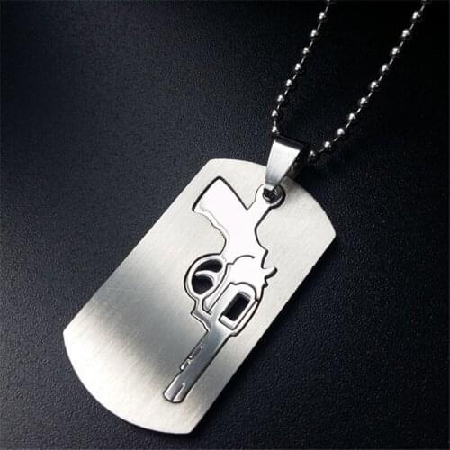 RONGQING 10pcs/lot Jewelry Bible Lords Prayer Dog Tags Silver Color Stainless Steel Christmas Gift For Men Revolver Necklaces