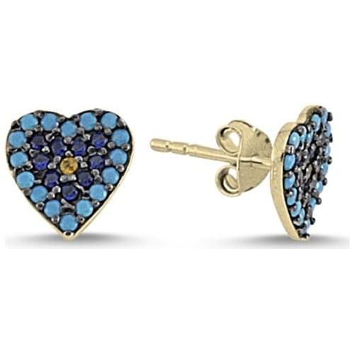 KUTAYDAN Society Eye Heart Earrings 925 Sterling Silver