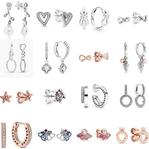 NEW 2021 100% 925 Sterling Silver Flower Crown Jewels Earring Women Fit DIY Original Bracelet Fshion Jewelry Gift