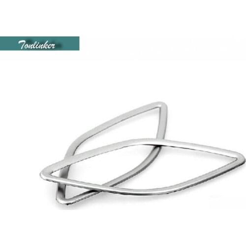 Tonlinker 2 PCS DIY New Stainless Steel Car styling Dashboard Vent Light Box Cover Case Sticker For Volkswagen POLO Hatchback