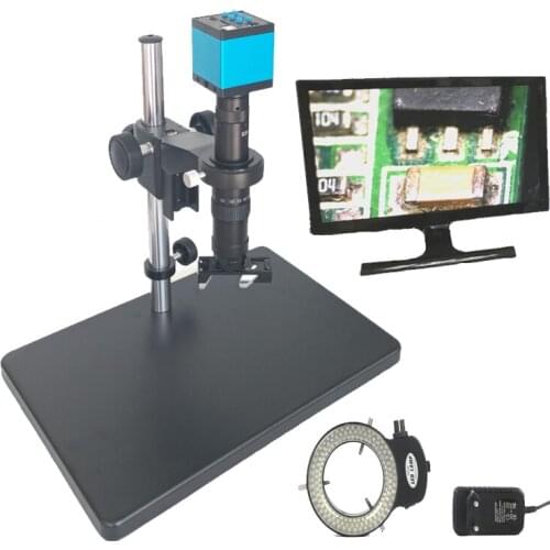 16MP 1080P HDMI USB output video microscope camera +3D Adjustable 180X Magnification Zoom C-mount Lens for industry phone repair