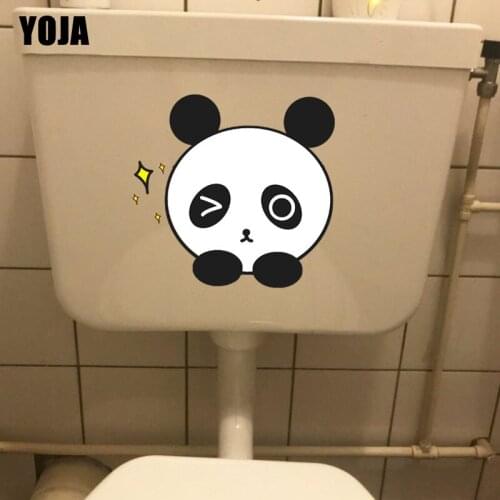 YOJA 21.7X20.7CM Cute Pandas Wall Sticker Toilet Decal Home Decoration Cartoon Animal T3-1112
