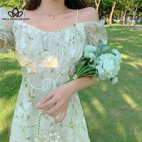Bella New Summer Floral Boho Dress Women Elegant Strap Party Mini Dress female V-Neck Casual Vintage Y2k Beach Dress Summer 2021