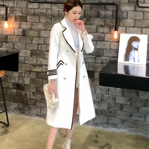 Winter Woolen Coat Women New 2021 Woolen Jacket Women Autumn And Winter Long Slim Thick Warm Coats Female Jackets White Black