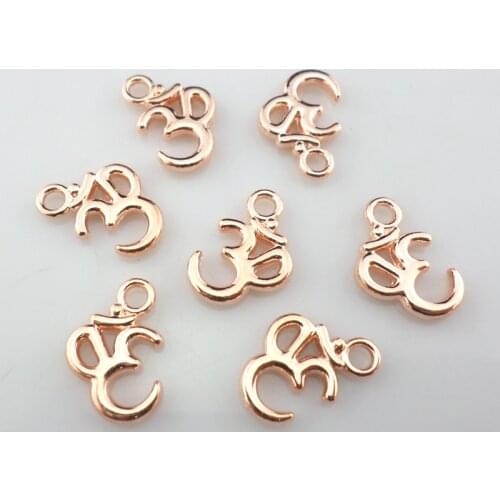 32pcs Alloy Rose Gold "Om" Symbol Yoga Charms Crafts Pendants 10x15mm Jewelry Findings