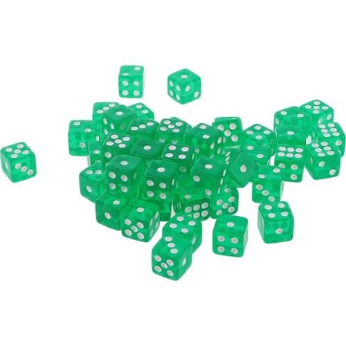 50PCS D6 Polyhedral Game Dice 12mm For RPG Dungeons And Dragons Games Green