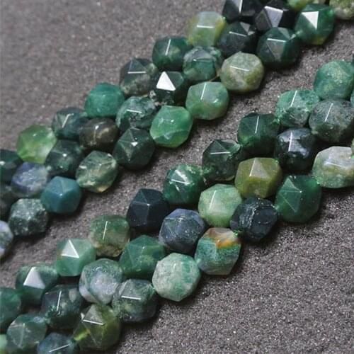 6-12mm Round Faceted Matte Frost Green Tree Moss Agates Beads For Jewelry Making Beads 15'' Needlework DIY Beads Trinket Gift