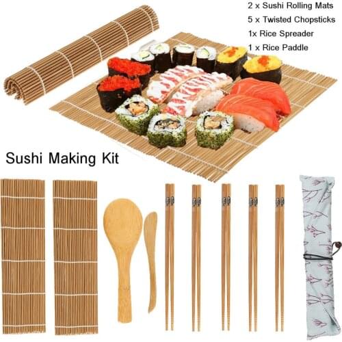 9Pcs/Set DIY Rolling Mats Rice Spreader Paddle Chopsticks Bamboo Sushi Making Kit 2019 New