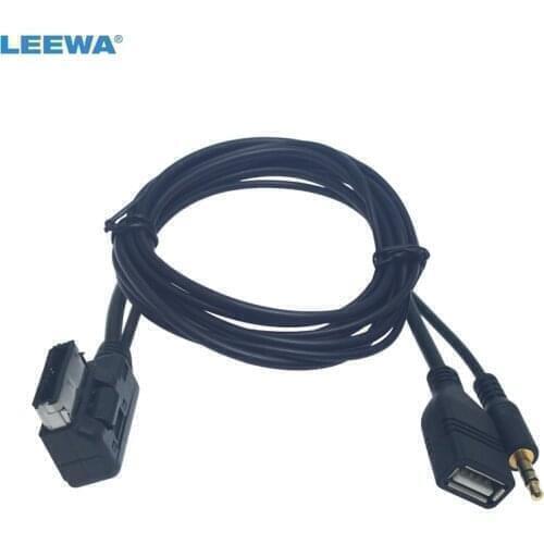 LEEWA Car Audio Music 3.5mm AUX Cable AMI MDI MMI Interface USB+Charger For Audi A1 A3 A4L A5 A6L A8 Q3 Q5 Q7 TT Wire Adapter