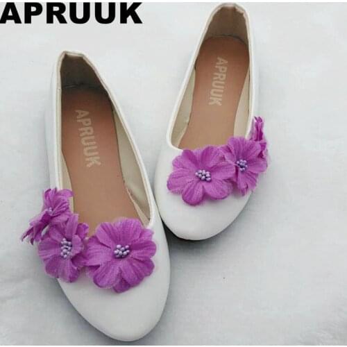 Ballet flats purple flower wedding flats shoes womens flower brides bridal dress flats shoes plus size drop shipping in stock