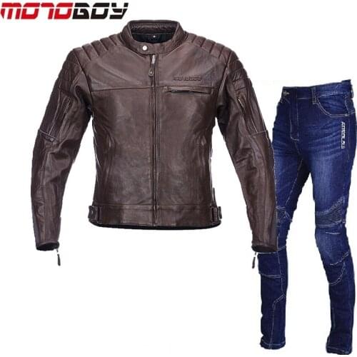 Free shipping 1set Mens Motocross Off-road Windproof Keep Warm Leather Jacket Genuine Soft Cowhide Leather Motorcycle Jacket