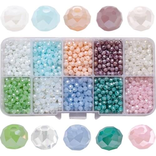 4 6 8mm AB Rondelle Glass Faceted Beads for Jewelry Making DIY for Woman Briollete Crystal Round Loose Spacer Beaded Needlework