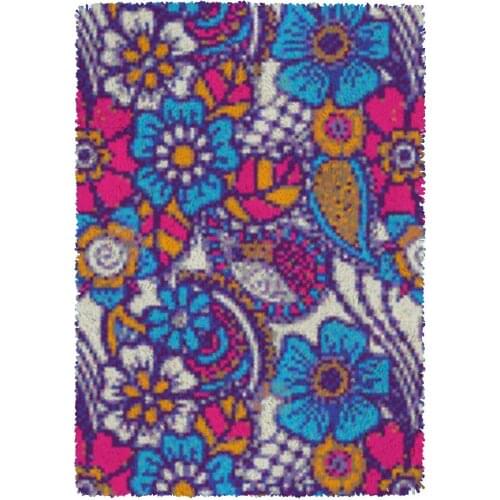 Flower Latch Hook Kits DIY Carpet Rug Plush Wall Tapestry Kits Crochet Floor Mat Thick Yarn Cushion Arts & Crafts 87*61cm