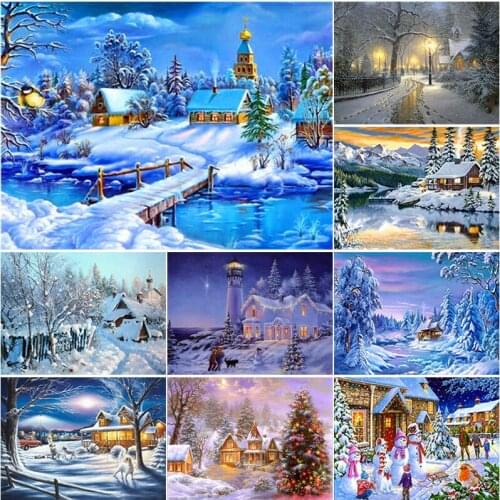 DIY Snow Scenery Modern Paintings Art On Canvas With Diamond Full Rhinestone Diamont Embroidery Cross Stitch Kits Home Decor