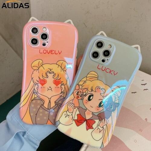 For Ins Y2k Girls Sailor Kawaii Moon Aesthetic iPhone Huawei P50pro Mate40 Phone Case Cover 12 11 Pro Max 7 8 Plus XS MAX XR SE