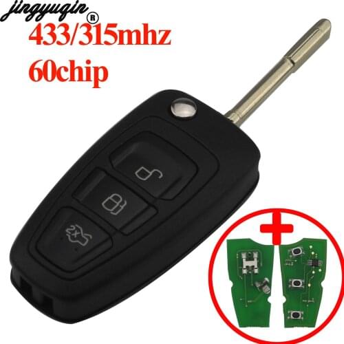 Jingyuqin Replacement 3 Buttons Flip Folding Remote Key Fob Chip 4D60 ID63 For Ford Focus MK1 Mondeo FTransit Connect 433Mhz