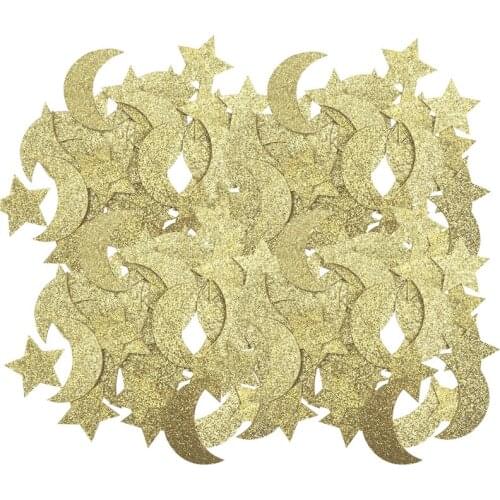 JQSYRISE 1Bag Eid Mubarak Moon Star Paper Confetti Happy Ramadan Islamic Muslim Festival Eid Party Table Decoration Supplies