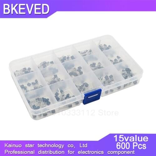15 value 600pcs Transistor TO-92 Box Kit A1015 A733 C945 C1815 S8050 S8550 S9012 S9013 S9014 S9015 2N3904 2N3906 2N5401 2N5551