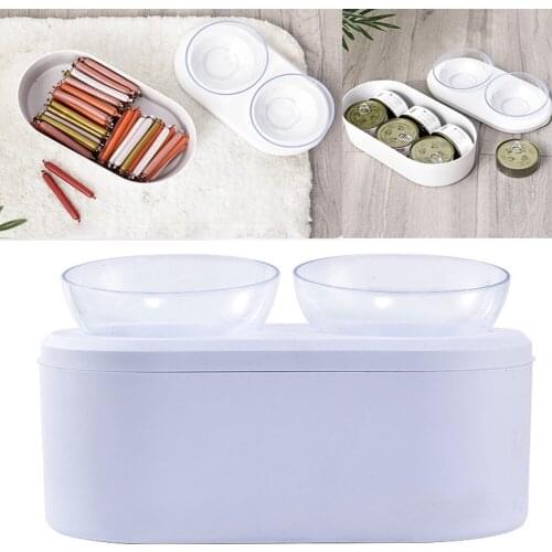 Cat 15 Degree Adjustable Double Bowl Dog Non-slip Transparent Feeder Elevated Puppy Large Capacity Raised Stand Food Storage
