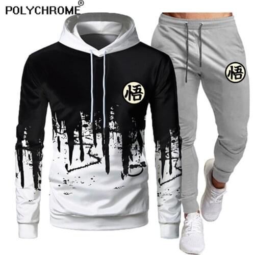 Mens Tracksuit Sportswear Sets Hoodie + Pants Winter Fleece Hooded Sports Shirt Tracksuits Mens Sportswear Hoodies Streetwear