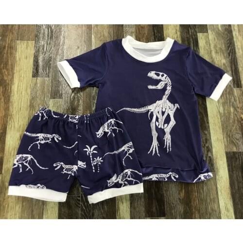 Newest Kids Clothing Baby boy dinosaur flowery crewneck top cute shorts summer suit