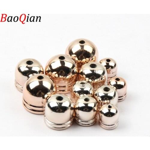 8/10/12/14MM Rose Gold Plastic Material Tassel Cover Crimp End Bead Cover For DIY Jewelry Making Handmade Accessories