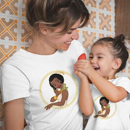 Disney Family Look Outfits Adult Unisex Fashion T-shirts Tiana The Princess Top Cartoon Pattern Summer New Products Color T Shir