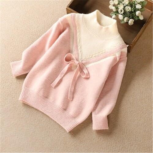 Baby Girls Clothes Autumn Winter Sweaters Warm Knitwear Lace Plus Velvet Thicken Pullovers Cute 5 7 9 10 11 12 Years Girl Knits