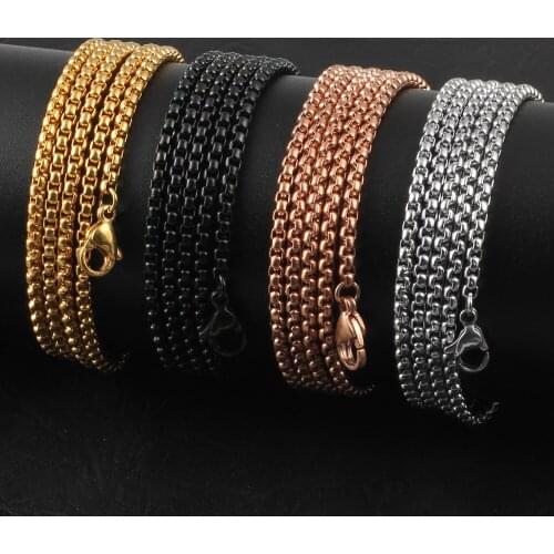2.5mm 18-32 inches Stainless Steel Silver/Rose Gold/Gold/Black Square Rolo Chain Necklace Jewelry