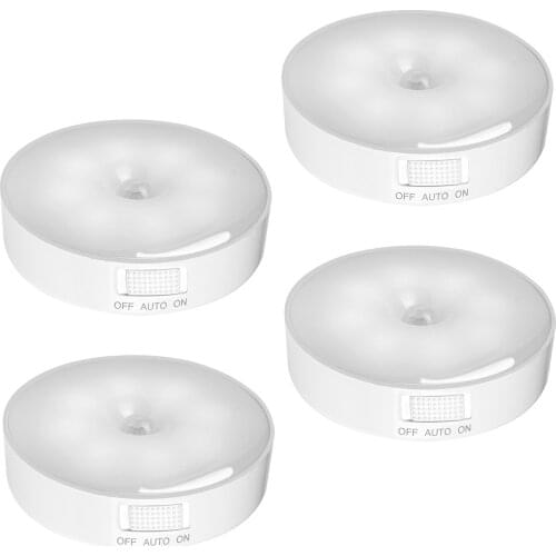 Rechargeable Motion Sensor Puck Lights Wireless Under Cabinet Lighting Night Lighting for Counter/Closet(4 Pack)
