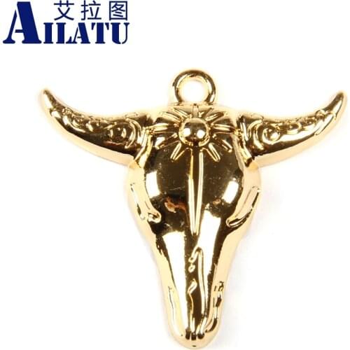 Ailatu Animal Shape Zinc Alloy Ox Head Pendant Decorated for DIY Necklace Herdsmans Auspicious Totem