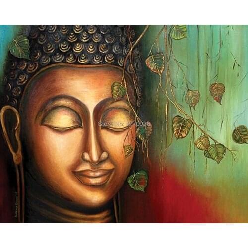 Newly Designed Popular Portrait Item Handmade Cheap Buddha Wall Oil Picture for Home Decoration Buddha Face Canvas Oil Painting