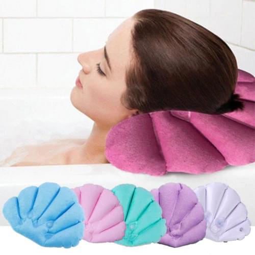 Limit 100 Bath Pillow Soft Home Spa Inflatable Bath Pillow Cups Shell Shaped Neck Bathtub Cushion
