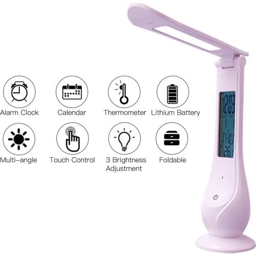 Foldable Lamp Portable Intelligent LED Eye-Caring Table Lamp with Touch-Control 3Light Brightness Changing Power for Office Home