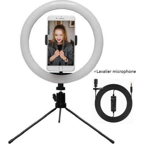 10 inch 26CM Video Light Dimmable LED Selfie Ring Light USB ring lamp Photography Light with Microphone for Makeup video Youtube