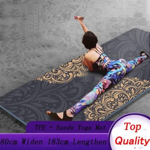 Top-quality Printed Yoga Mat Natural Rubber 6mm Suede Fitness Pad Anti-skid Good Grip Mats For Pilates Dance Travel Mattres 80CM