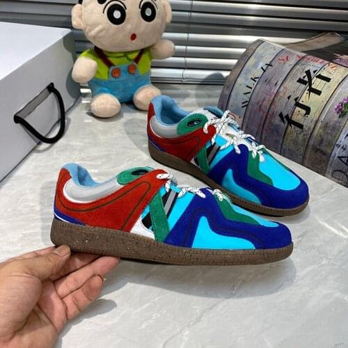 YSHUNIJ German training shoes women fall 2021 new leather color matching flat-bottom sports and leisure shoes women