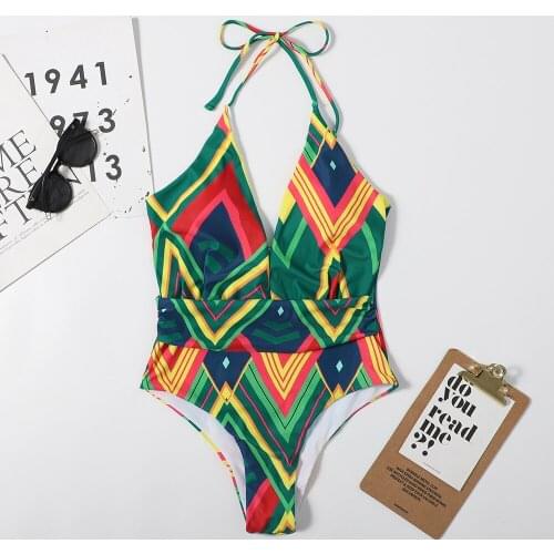 Sexy One Piece Swimsuit Push Up Swimwear 2021 Women Monokini Adjustable Shoulder Swimsuit Print Bodysuit Bathing Suit Swim Wear